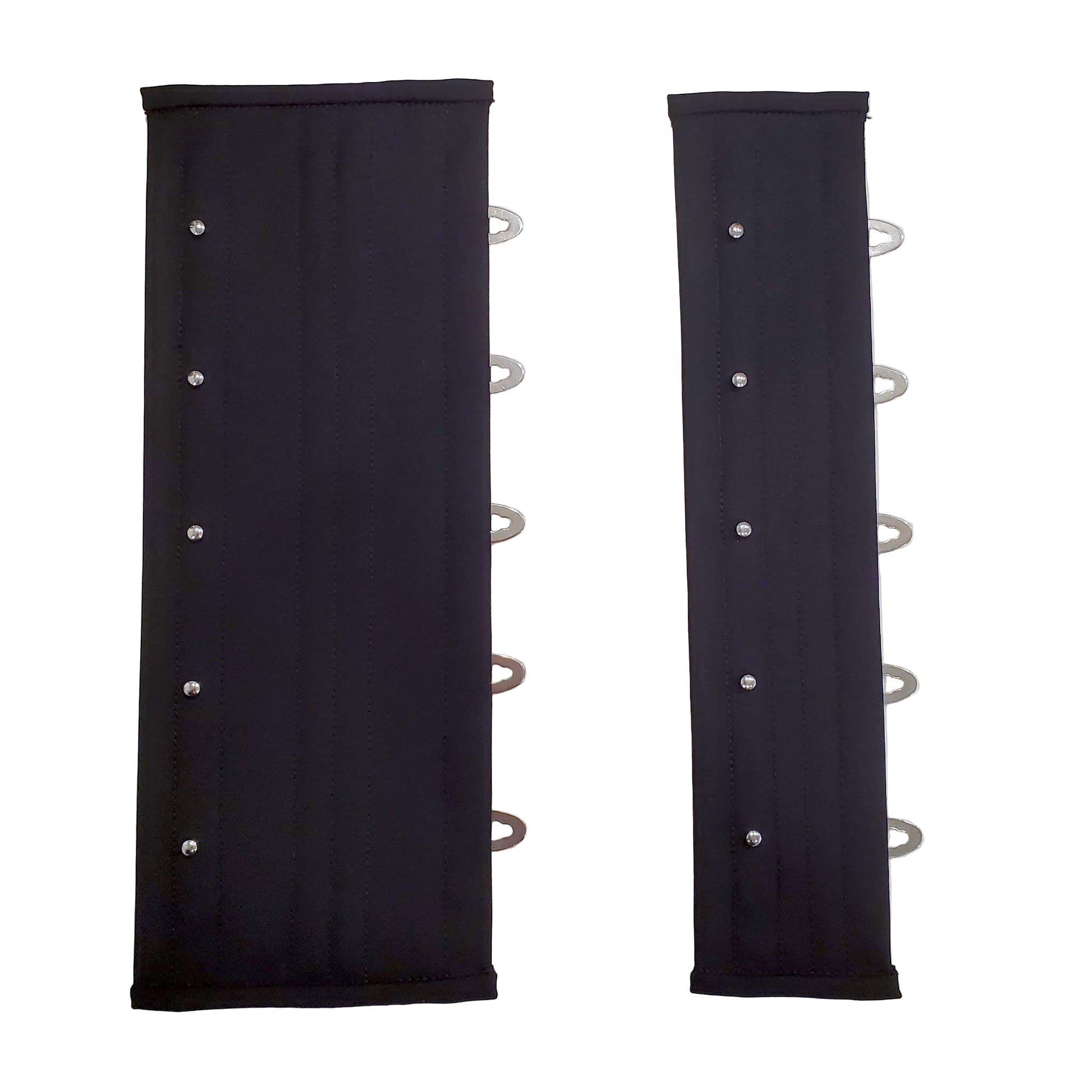 Black Cashmere Expander panels in two different widths, 2 inches wide and 4 inches wide, regular underbust length (10 inch busk)