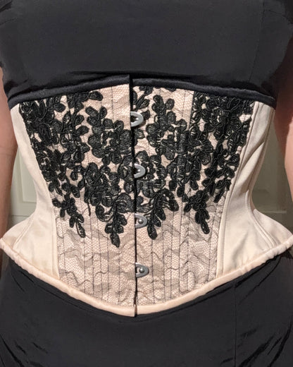 Black Lace Cascade Corset, Hourglass Silhouette, Short