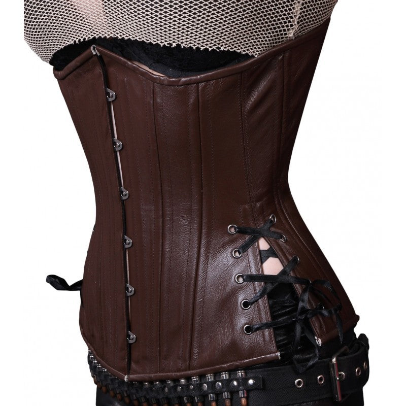Brown Leather Long Corset