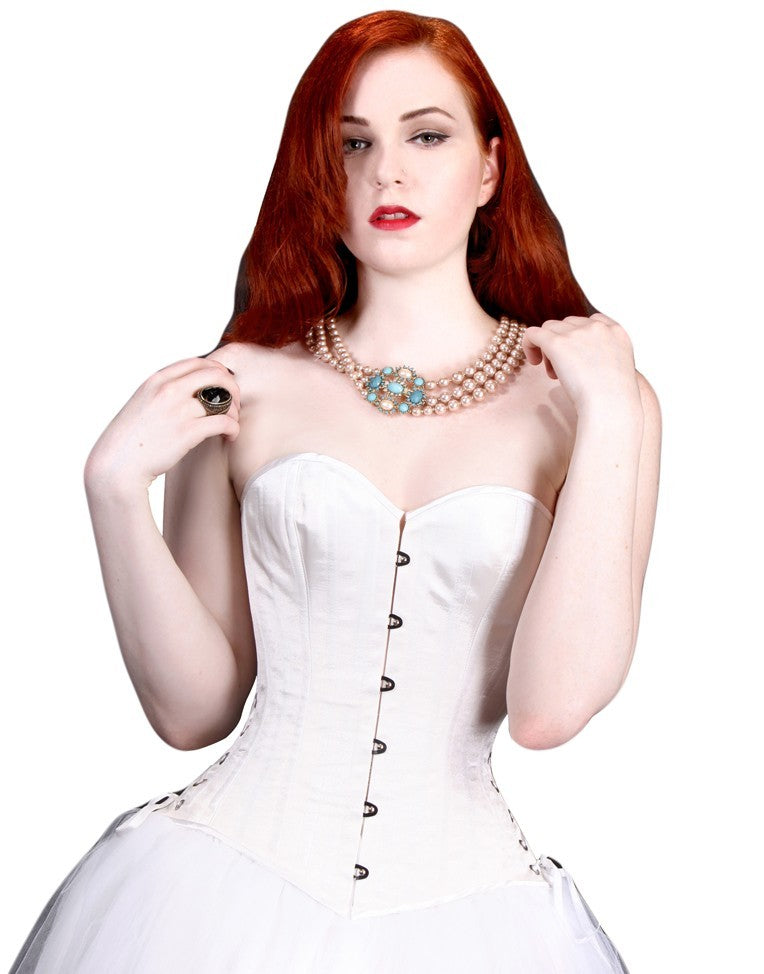 Basque Style Satin Overbust Bridal Corset (12.5 front)