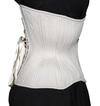Beige cotton Gemini Corset, cupped rib, regular length, side view