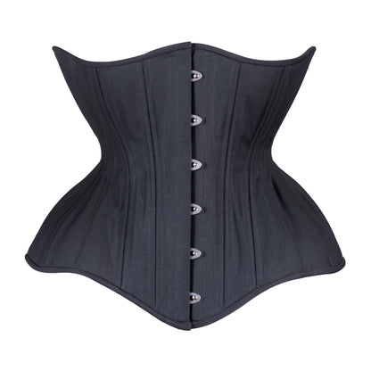 Black Cashmere Cupped Corset, Gemini Silhouette, Long