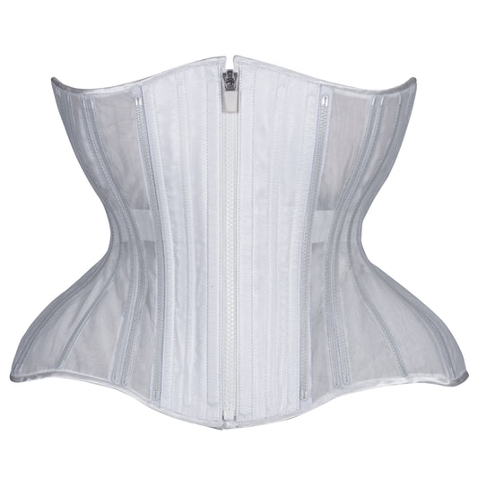 White Fine Mesh No Line Corset, Gemini Cupped Silhouette, Regular