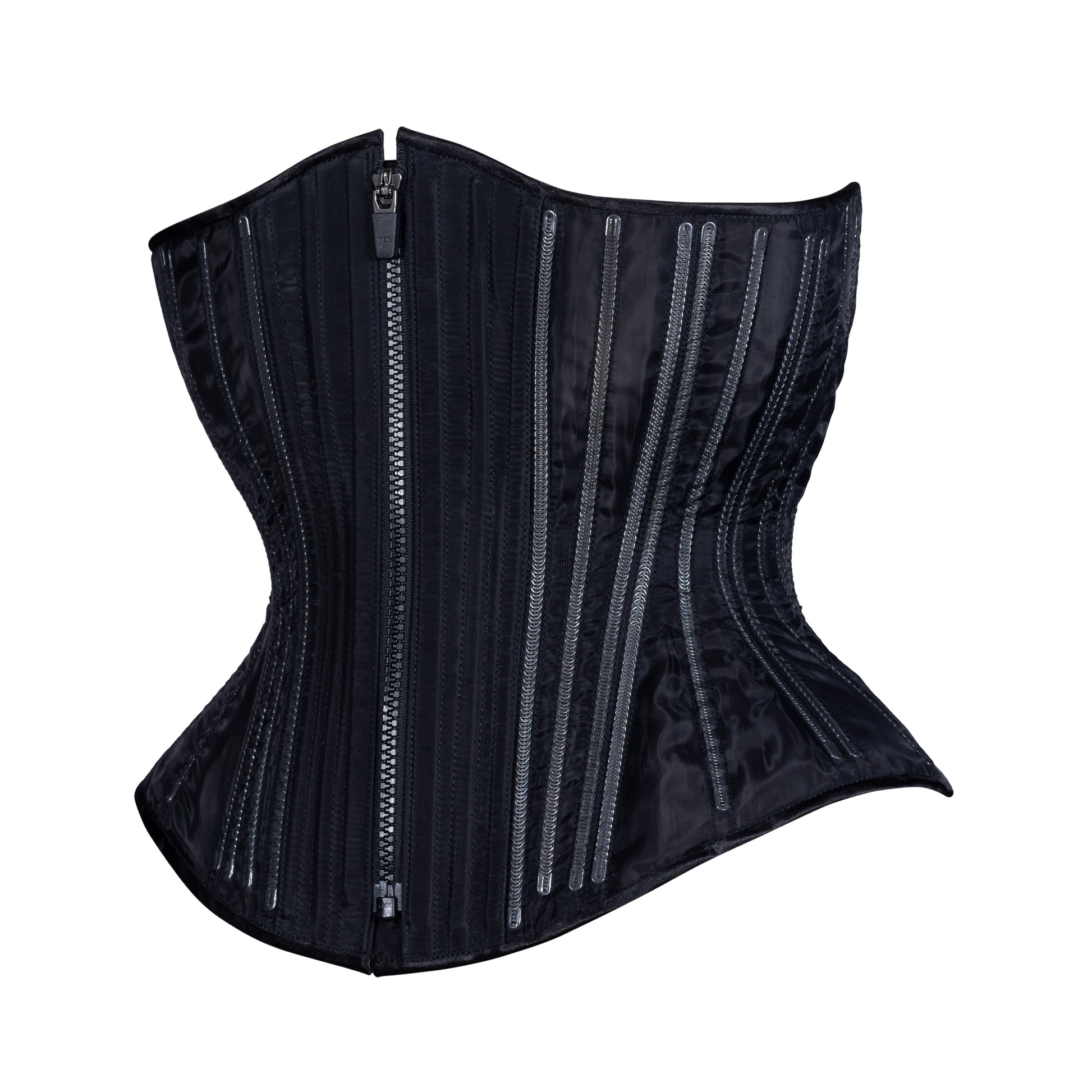 Black Fine Mesh No Line Corset, Hourglass Silhouette, Regular