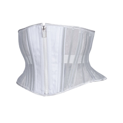 White Fine Mesh No Line Corset, Hourglass Silhouette, Short