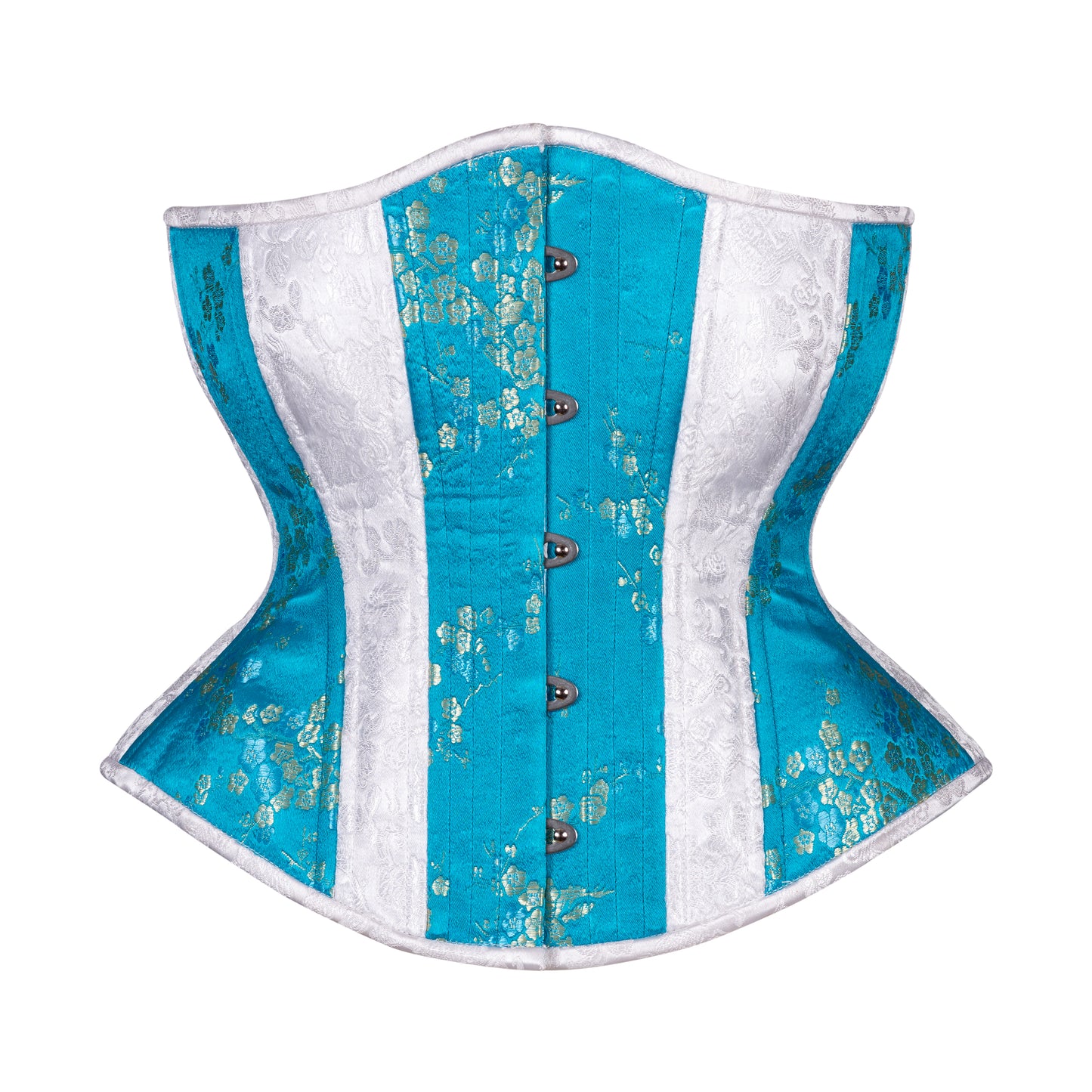 Floral in White and Blue Novice Corset, Hourglass Silhouette, Regular