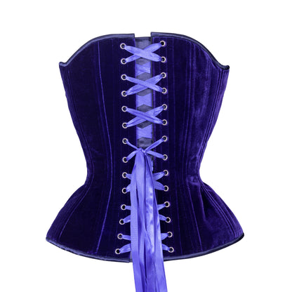 Blue Velvet Overbust Corset, Hourglass Silhouette, Regular