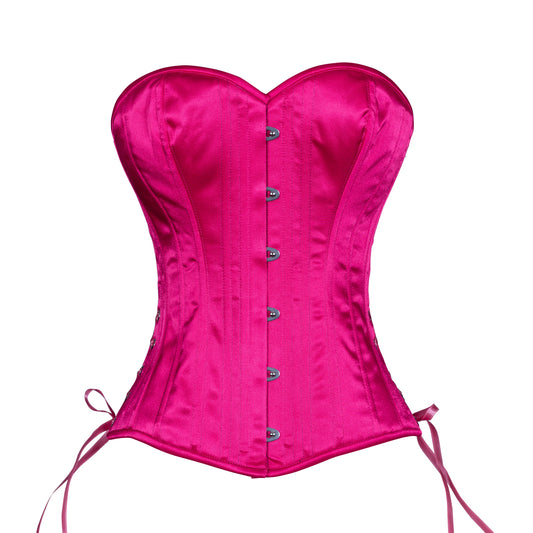 Pink Raspberry Satin Overbust, Slim Silhouette, Regular