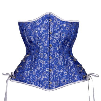 Blue Florals Corset, Hourglass Silhouette, Long