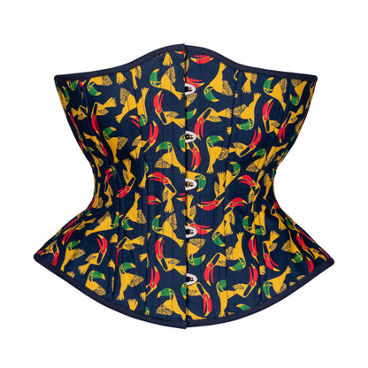 Toucans in Blue Corset, Hourglass Silhouette, Regular