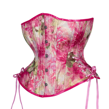 Flowers in Pink Corset, Hourglass Silhouette, Regular W/Hip Ties