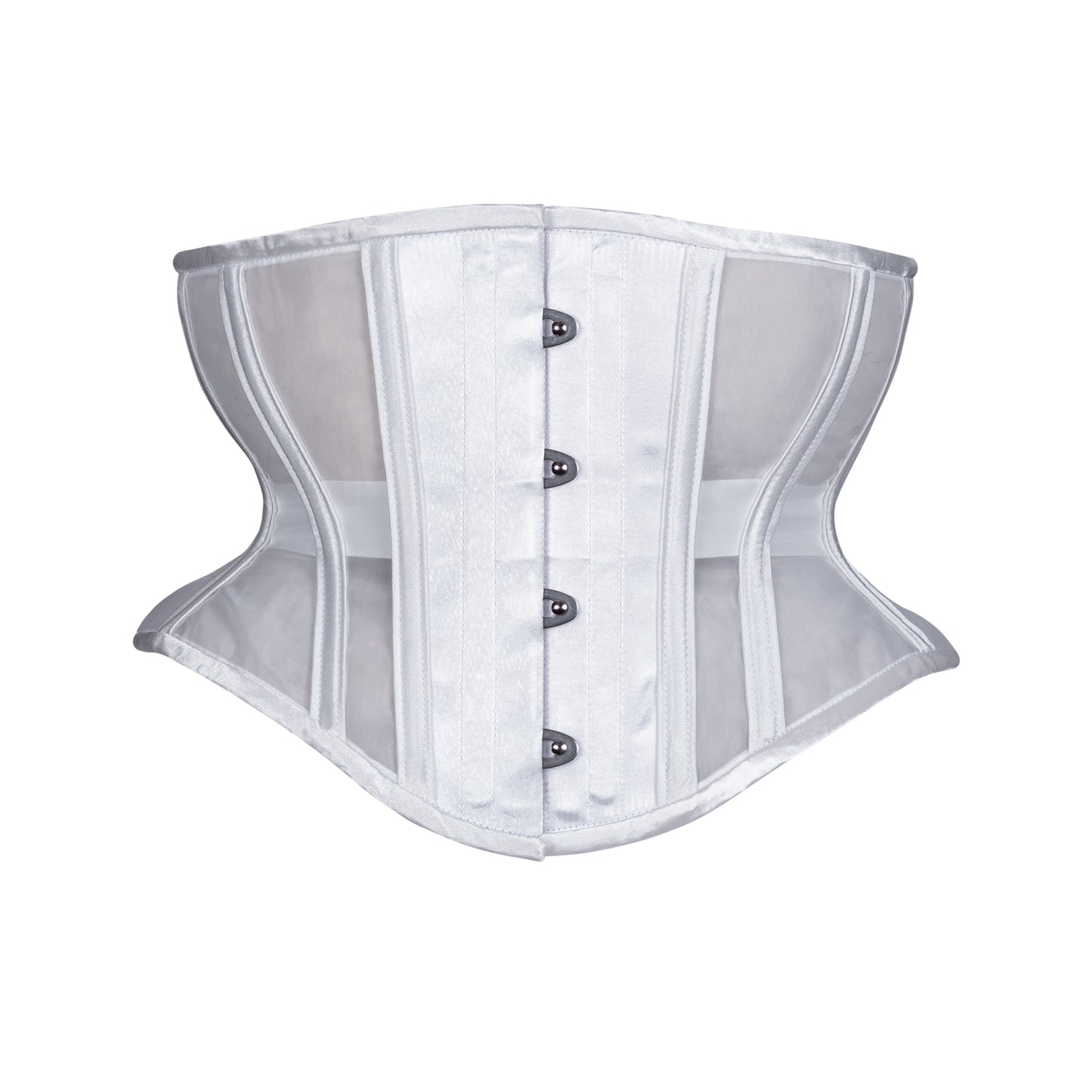 White Fine Mesh Corset, Hourglass Silhouette, Short