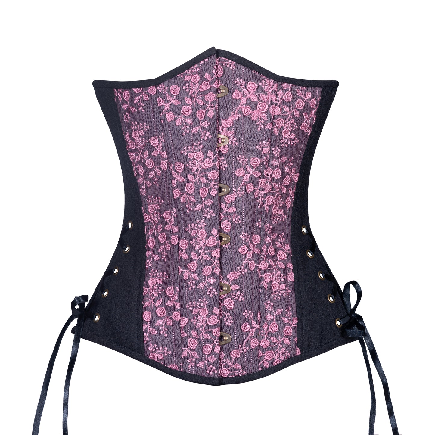 Black Berry Rose Corset, Slim Silhouette, Long