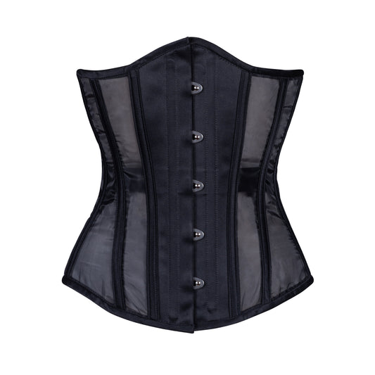 Black Fine Mesh Corset, Slim Silhouette, Regular